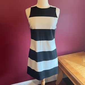 Aqua cream and black striped shift dress sz S